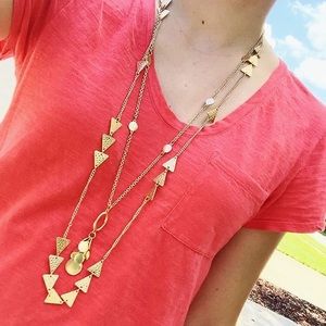 Long Gold Necklace Geometric Circles Triangles Your Way Premier Design